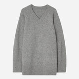V-neck cashmere sweater grey melange