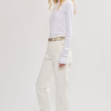Straight long jeans white