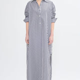 Maxi shirt dress stripe black stripe