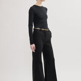 Flared long trousers black