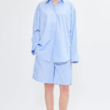 Relaxed pinstripe poplin shorts