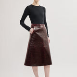 Lacquered A-line skirt