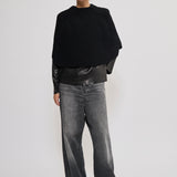 Merino/cashmere poncho black