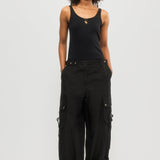 Linen rave trousers black
