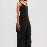 Linen rave trousers black