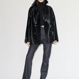 Calf-hair leather peacoat | MTO