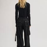 Long-sleeved rib top black
