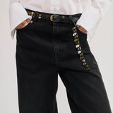 Studded leather belt