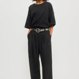 Relaxed-fit pleated trousers black