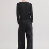 Flat-front pinstripe wool trousers