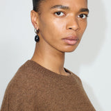 Earring silver with black pendant