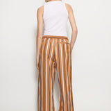 Striped pull-on trousers caramel