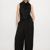 Pull-on trousers in fluid twill black