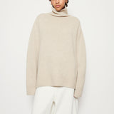 Cashmere turtleneck sweater beige melange