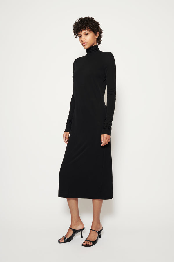 Jersey dress with turtleneck