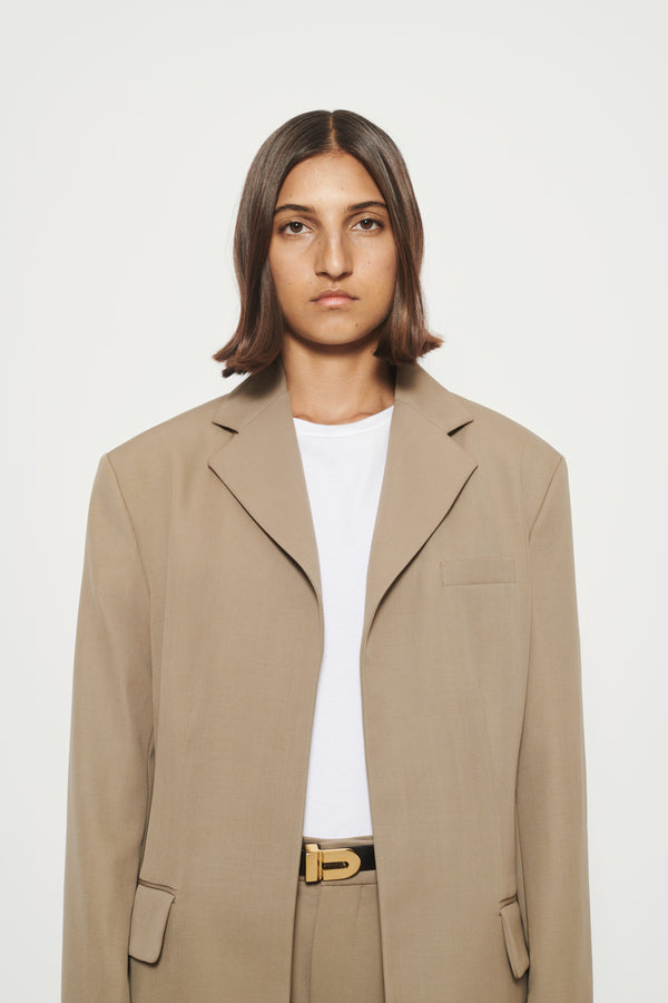 Relaxed-fit blazer jacket beige