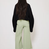 Flared cropped trousers pistachio green