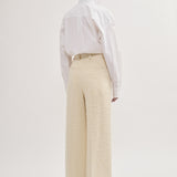 Flat-front wool bouclé trousers