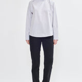 Poplin tie blouse pinstripe