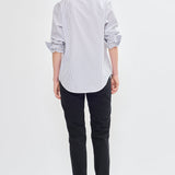Poplin tie blouse pinstripe