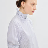 Poplin tie blouse pinstripe