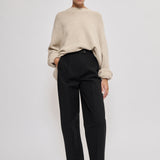 High-waisted barrel fit trousers