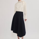 Melton wool asymmetric skirt