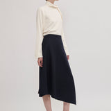 Melton wool asymmetric skirt