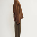Double-knit merino sweater rusty brown melange