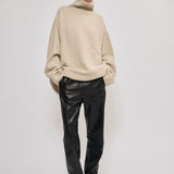 Cashmere turtleneck sweater beige melange