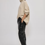 Cashmere turtleneck sweater beige melange