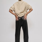 Cashmere turtleneck sweater beige melange