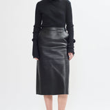 Doublé leather midi skirt