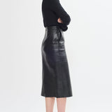 Doublé leather midi skirt
