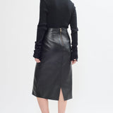 Doublé leather midi skirt