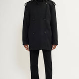 Double-breasted wool twill jacket
