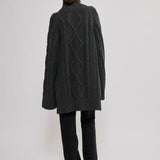 Braided turtleneck sweater dark grey