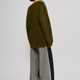 Merino/cashmere patent knit sweater forest green