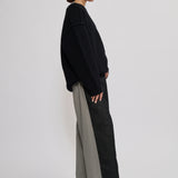 Merino/cashmere patent knit sweater black