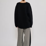 Merino/cashmere patent knit sweater black