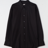 Pointy collar poplin shirt black