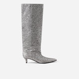 Pointy glitter boots