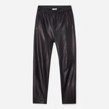 Tapered leather trousers black
