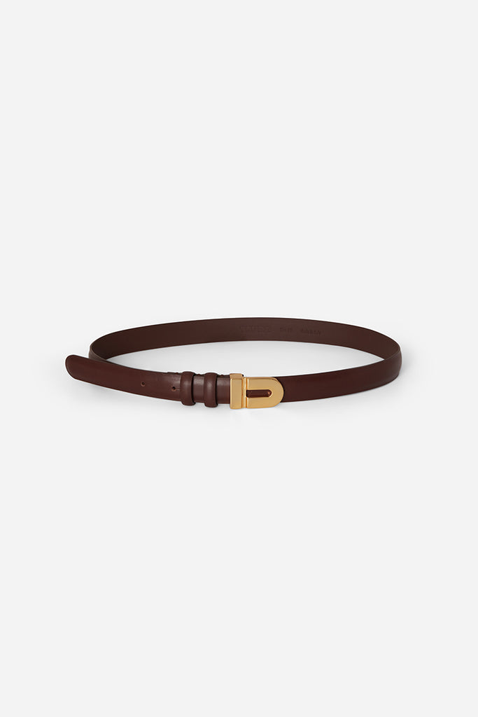 Signature logo leather belt brown