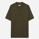 Knitted polo top khaki green