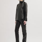 Leather tie blouse