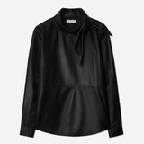 Leather tie blouse