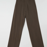 Straight trousers with press pleats khaki