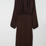 Fluid dress in satin dark brown