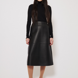Doublé leather midi skirt
